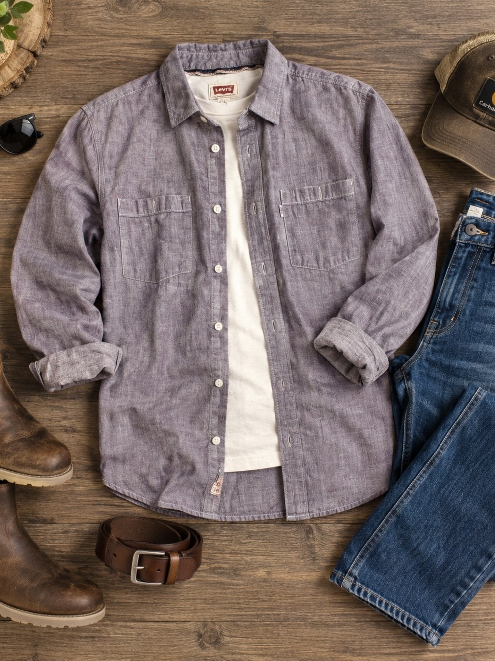 Levi's Men's Light Gray Button-Down Shirt